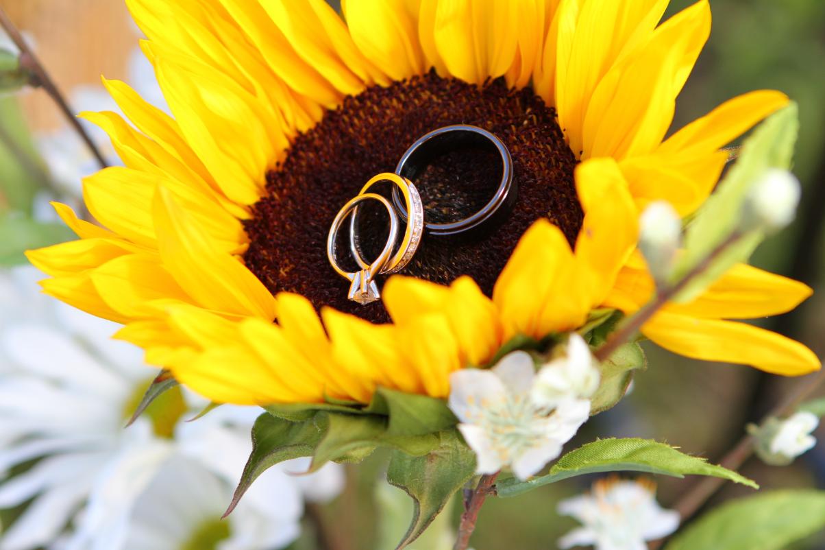 1. Sunflower themed wedding - sunflower, rings