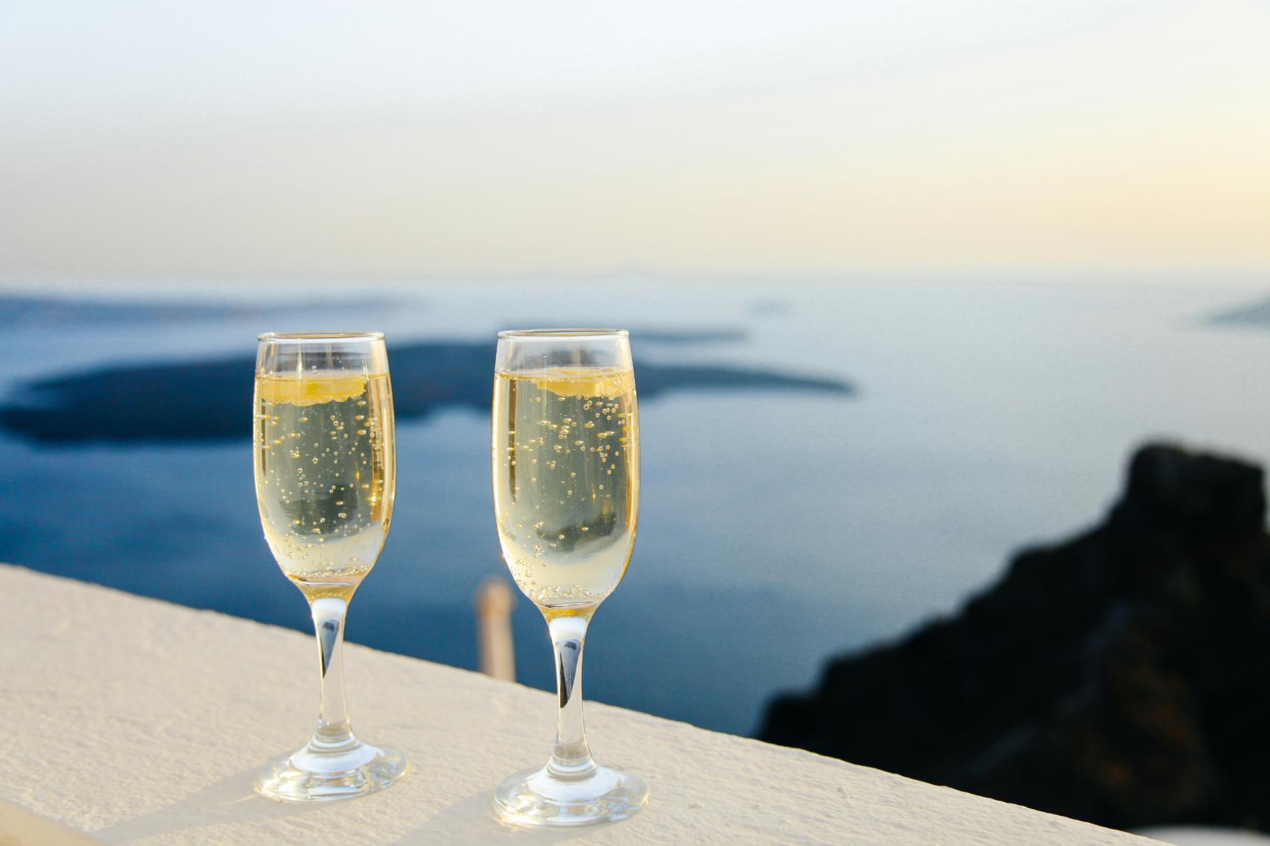 2. Champagne wedding theme ideas - view, chamapagne glasses