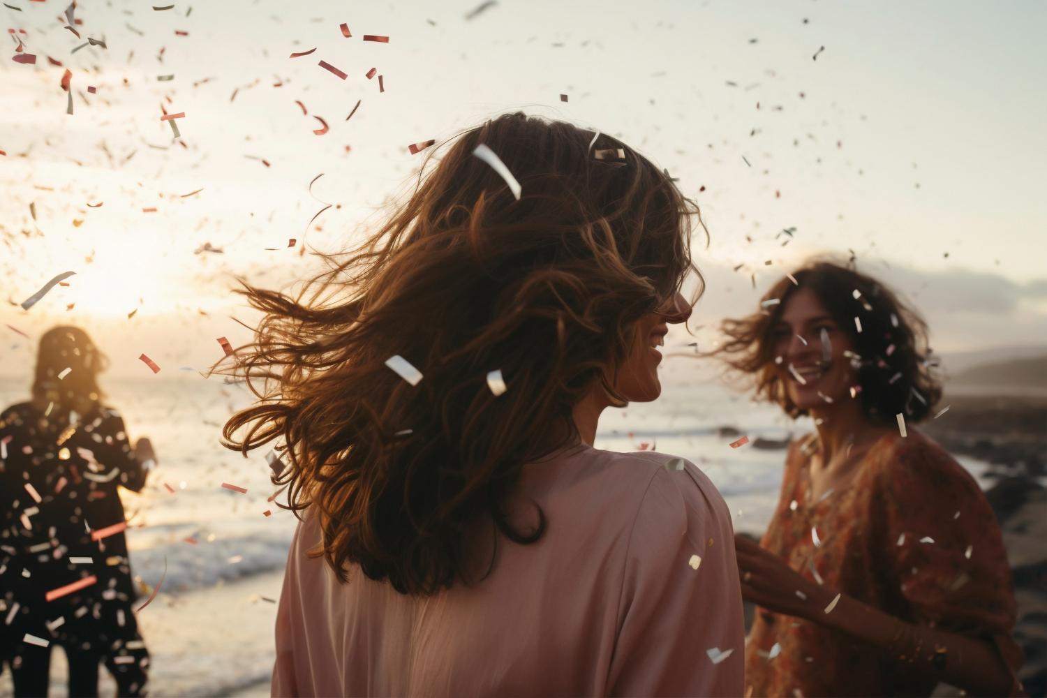 Festival-themed-wedding-girls-dancing-beach
