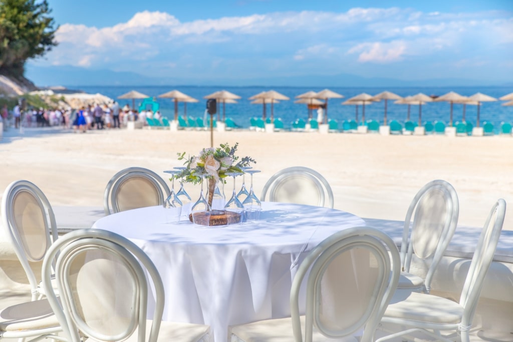 Micro wedding decor - chairs, table, sand