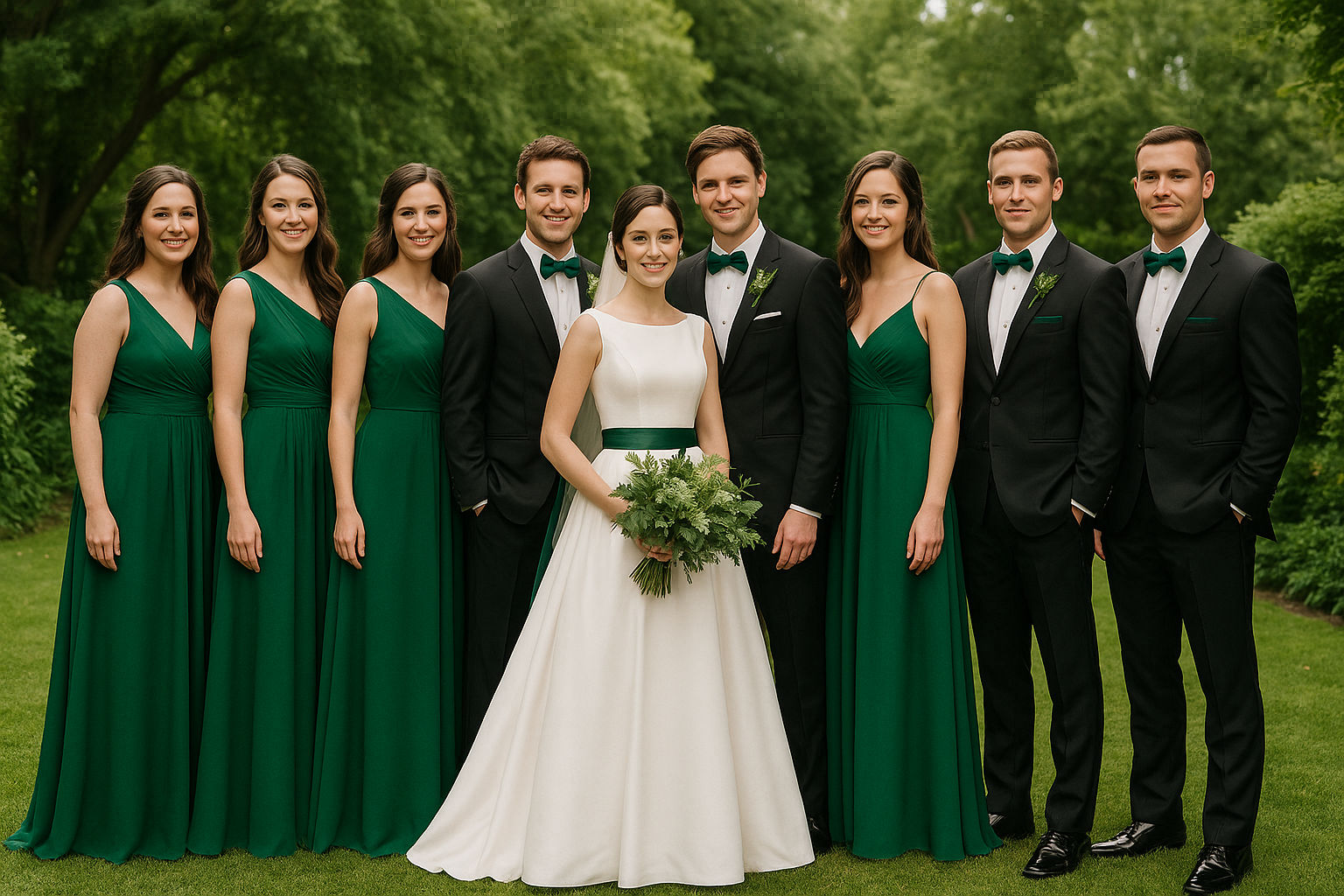 Emerald green wedding attire for a truly unique party