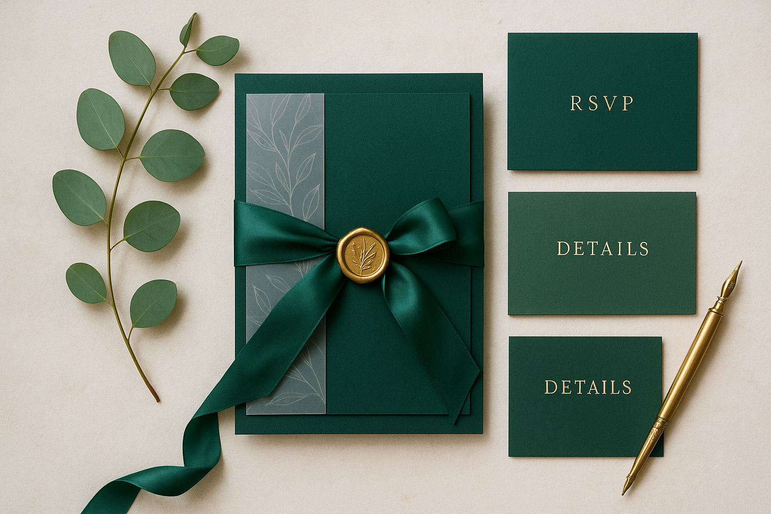 Emerald green wedding invitations and stationery (wedding invitation)